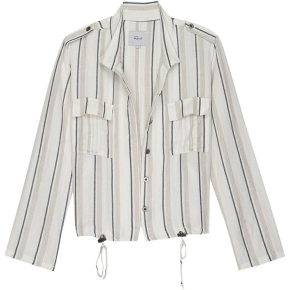 Rails Rowen Linen Blend Jacket Coco Stripe Size S… - image 1